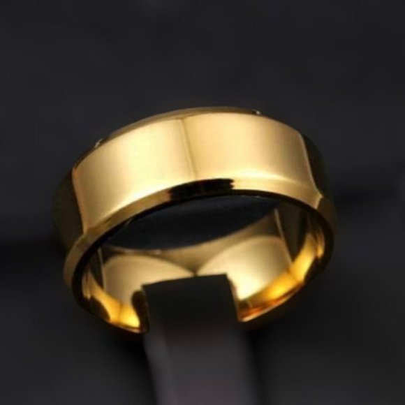 Jewelry - Tungsten Carbide // Matte x Polished Gold Ring - Band // Size: 6